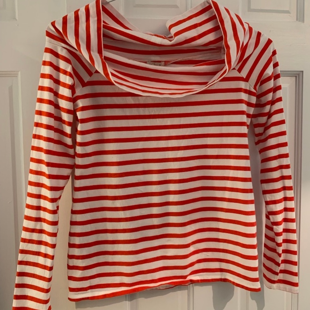 Red off the shoulder striped long sleeve